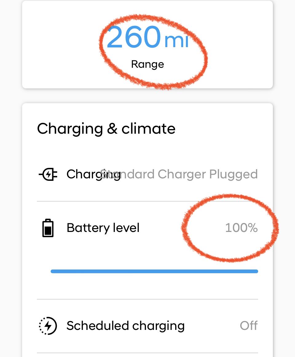 Screenshot of Kona App charging status 