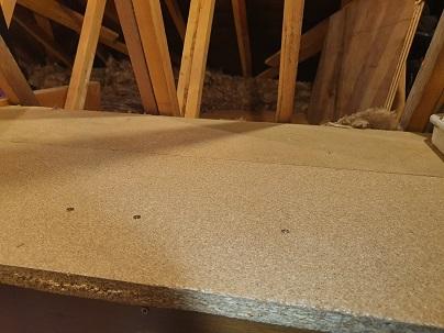 comes into roof space to right of steps under 1 board which i will remove prior to instalation. 